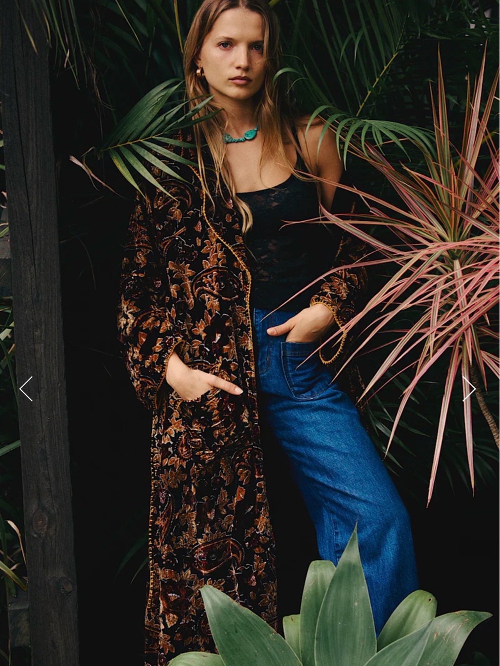 Boho Velvet Duster Coat in Brown & Black